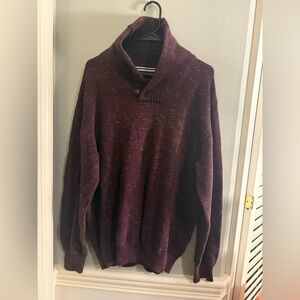 Weatherproof Purple V-Neck Sweater with Shawl Collar
